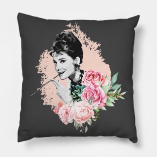 Audrey Hepburn T-Shirt Sticker Flowers Illustration Hoodie Notebook Pillow