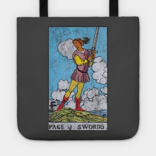 The Page of swords tarot card (distressed) Tote
