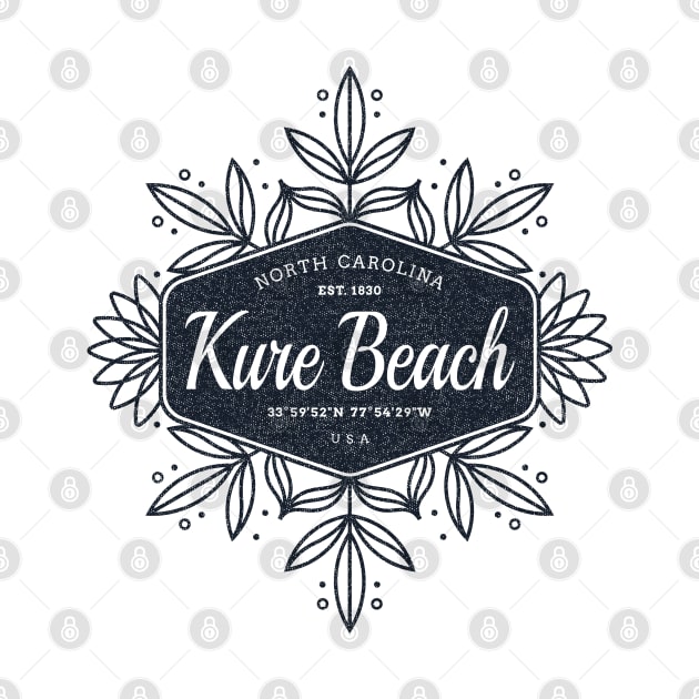 Kure Beach, NC Summertime Floral Badge by Contentarama