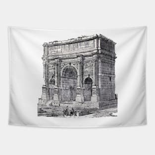 Art drawing of a Roman triumphal arch in Italian lands Tapestry