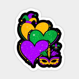 Mardi Gras Cute Hearts Women Girls Kids Magnet