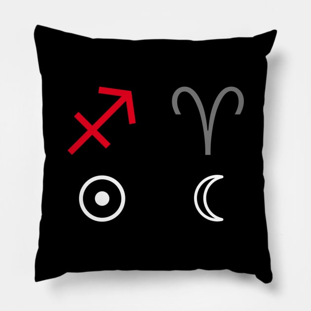 Sagittarius Sun Aries Moon Zodiac Sign Pillow by Horosclothes