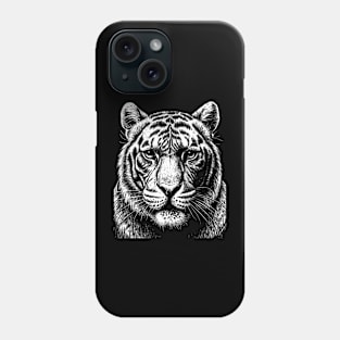 Tiger's head in linear style art Phone Case