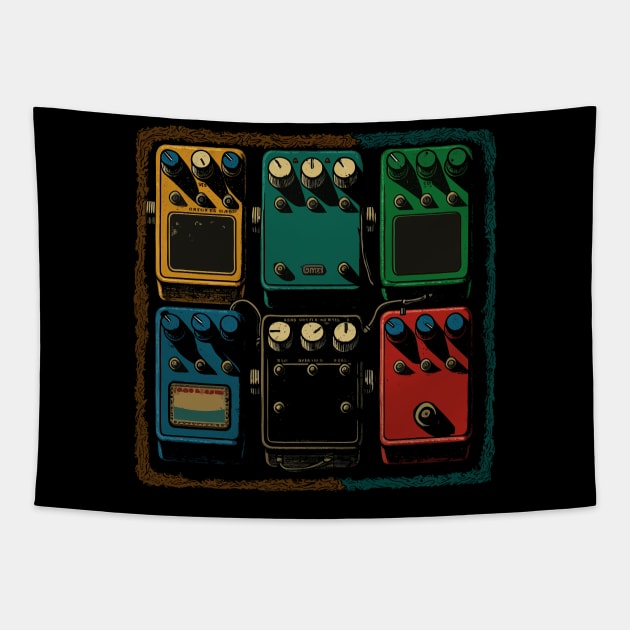 Guitar FX Pedal Board Tapestry by DankFutura