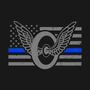 Motorcycle Cop - Thin Blue Line Flag - Motor Unit T-Shirt