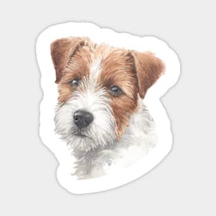 Cute Rough Coated Jack Russell Terrier Watercolor Art Magnet