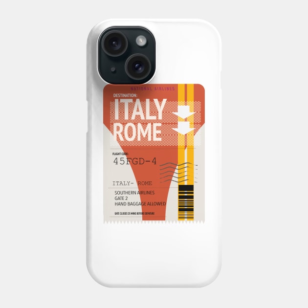 Italy rome plane ticket Phone Case by nickemporium1