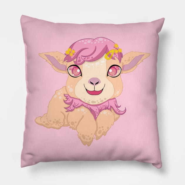 The little pink goat for Men or Women Kids Boys Girls love goat T-Shirt Pillow by littlepiya