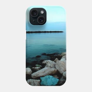 Transparent Adriatic sea with white black and blue stones Phone Case