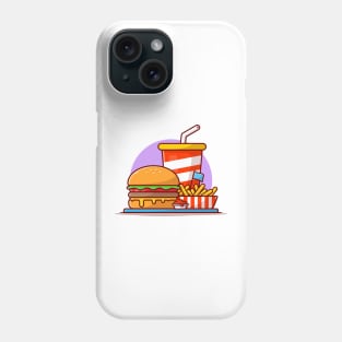 Burger, French Fries And Soda Cartoon Vector Icon Illustration Phone Case