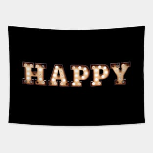 Happy Word Metallic Light Bulbs Tapestry