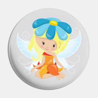 Cute Fairy, Magic Fairy, Blonde Hair, Flowers Pin