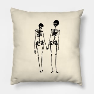 Skeleton in love holding hands Pillow