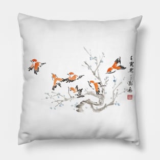 Flight of the 6 Sparrows Pillow