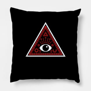 All Seeing eye - red and black with black eye Pillow