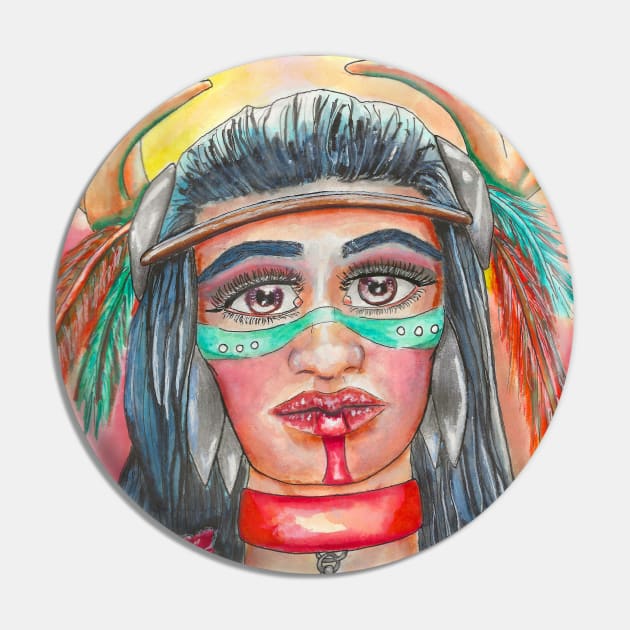 November Native Woman Pin by MuseMints