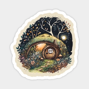 A Halfling Home - Watercolor Art - White - Fantasy Magnet