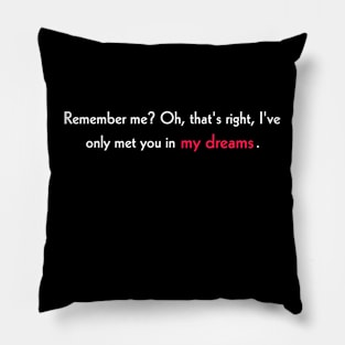 Remember me? Oh, that's right, I've only met you in my dreams. Pillow