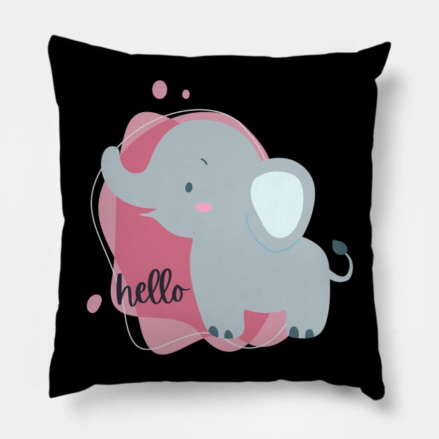 Hello Cute and Smart Cookie Sweet little happy elephant cute baby outfit Pillow by BoogieCreates