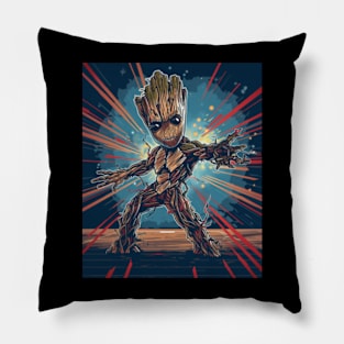 Groot Vs Cleveland Indians Logo Showdown Pillow