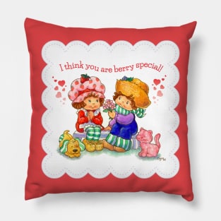 I Think You Are Berry Special! Vintage Strawberry & Huck Fanart Doily Version Pillow