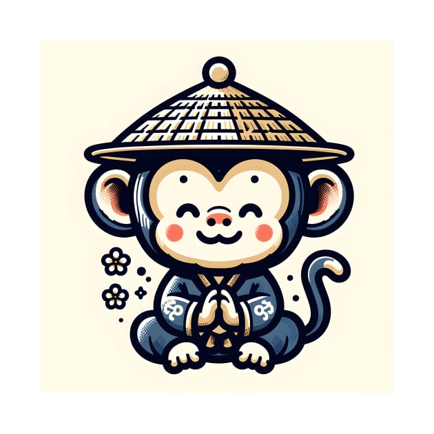 cute little ape wearing a hat by Pokoyo.mans@gmail.com