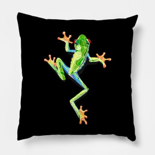 Leaping green tree frog Pillow