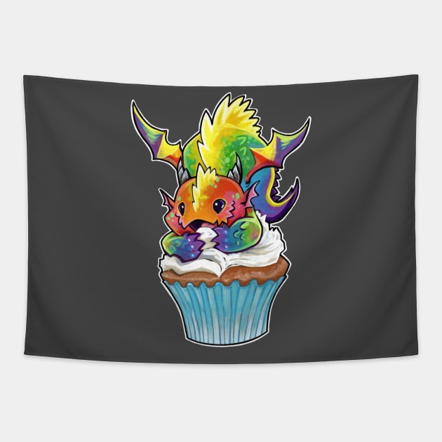 Cupcake dragon rainbow Tapestry by BiancaRomanStumpff