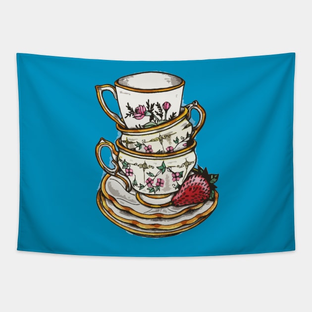 Teacup Trio Tapestry by CrypticCrystals