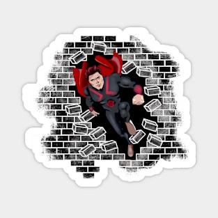 superhero bursting a wall Magnet