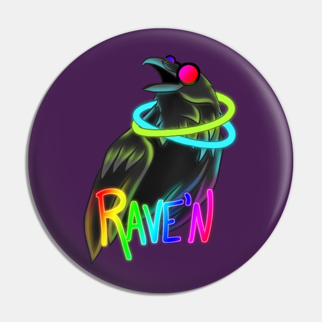 Raving Raven Pin by BinxetyBinx