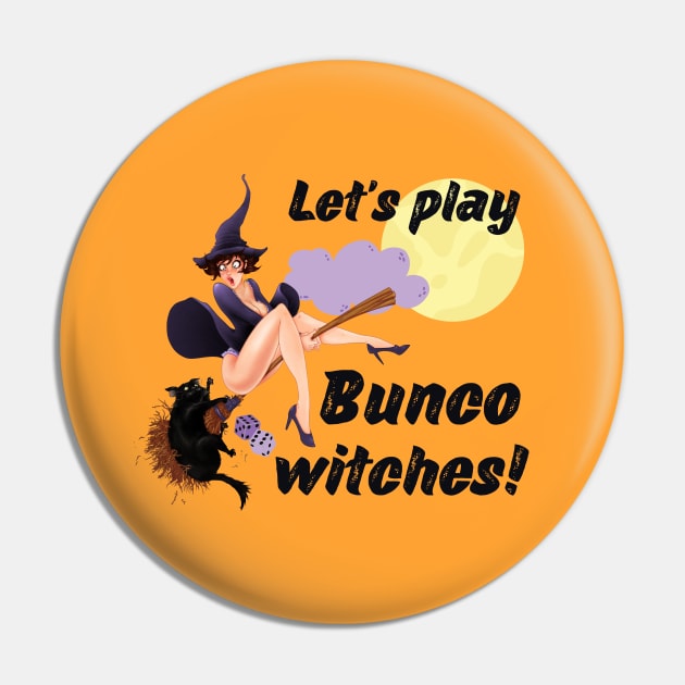 Let's Play Bunco Witches Bunco Halloween Pin Up Girl Pin by MalibuSun