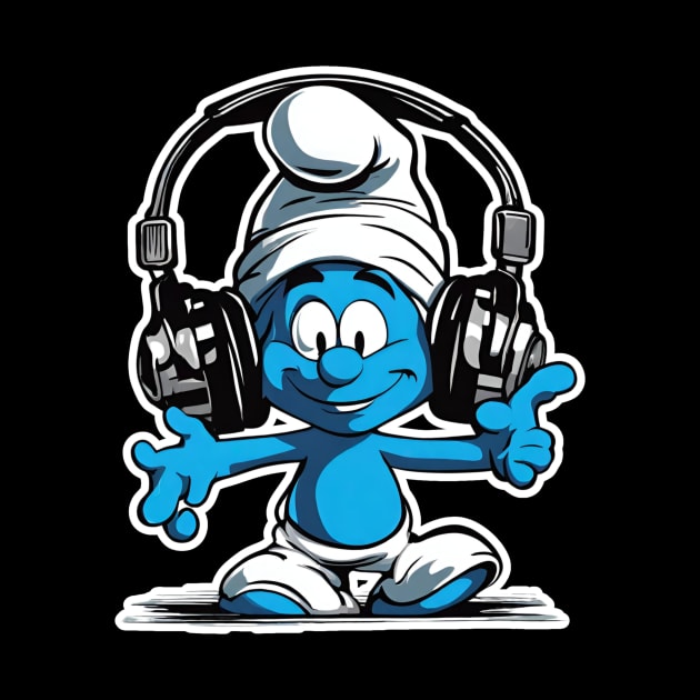 cute smurf listening to music by Smurf