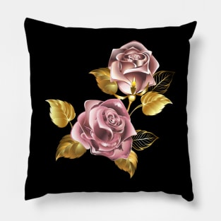 Small bouquet of pink gold roses Pillow