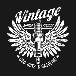 Vintage Motorsports God, Guts and Gasoline Spark Plug Design T-Shirt