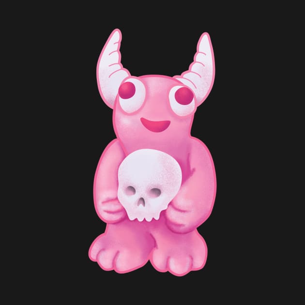 Pink Demon Skull Creepy Cute Horror Art by Boriana Giormova