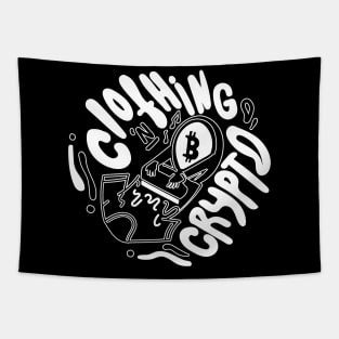 Clothing 'n Crypto Logo - white Tapestry