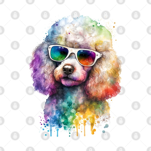 Rainbow Poodle Watercolor Art by doglovershirts