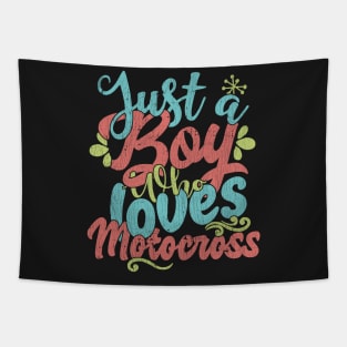 Just A Boy Who Loves Motocross Gift graphic Tapestry