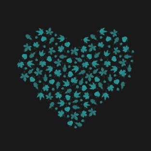 Autumn leaves heart Mint version T-Shirt