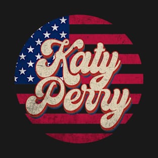 Vintage Katy Proud Name Personalized American Flag T-Shirt