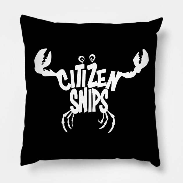 Citizen Snips (White Design) Pillow by THRILLHO