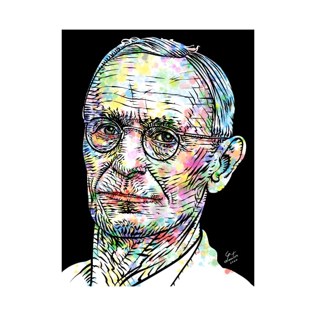 HERMANN HESSE watercolor and ink portrait by lautir