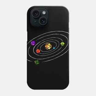 Dice orbits - rainbow & white - LGBTQ+ ttrpg dice T-Shirt Phone Case