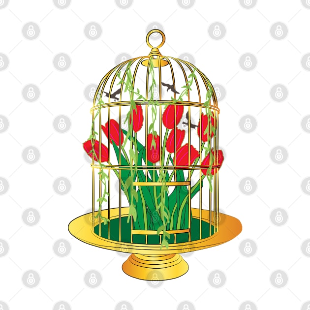 flower on cage by berwies