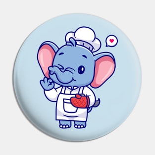 Cute Chef Elephant Cartoon Pin