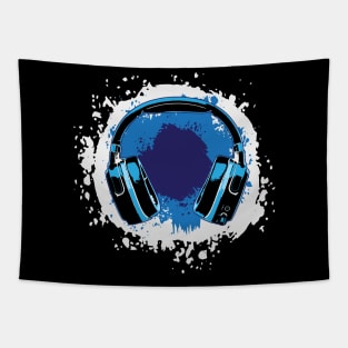 Headphones Art, Blue Tapestry