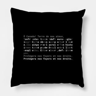 Text: CANADA Anthem (french) (white) Pillow