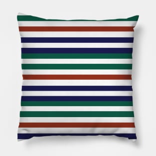 Red White Blue Green Horizontal Striped Pattern Pillow