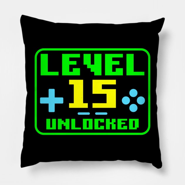 Level 15 Unlocked Pillow by colorsplash